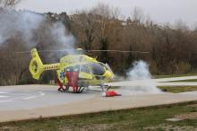 Simulacre a l'helisuperfície de l'Hospital Trueta